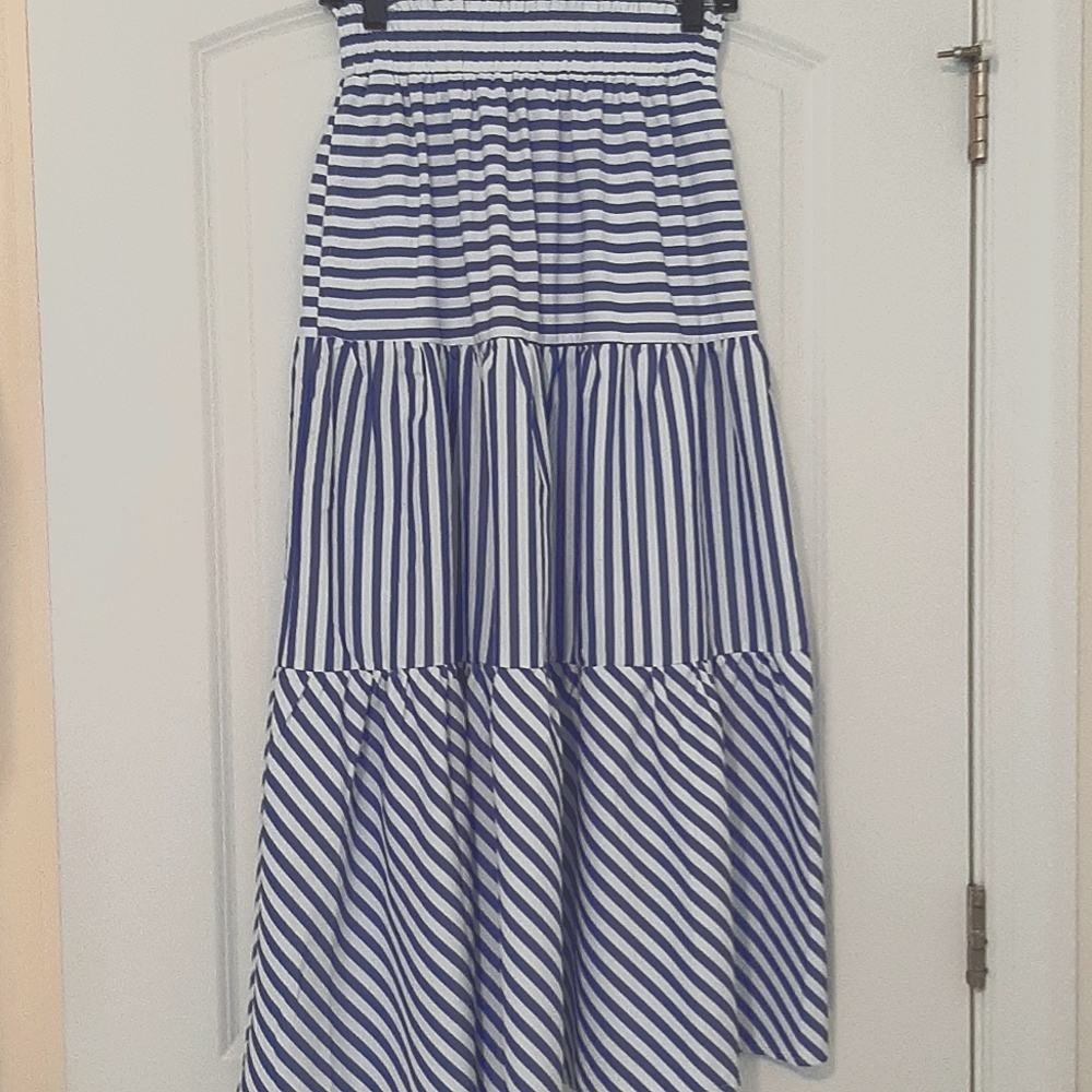 Striped Blue and White Maxi Skirt